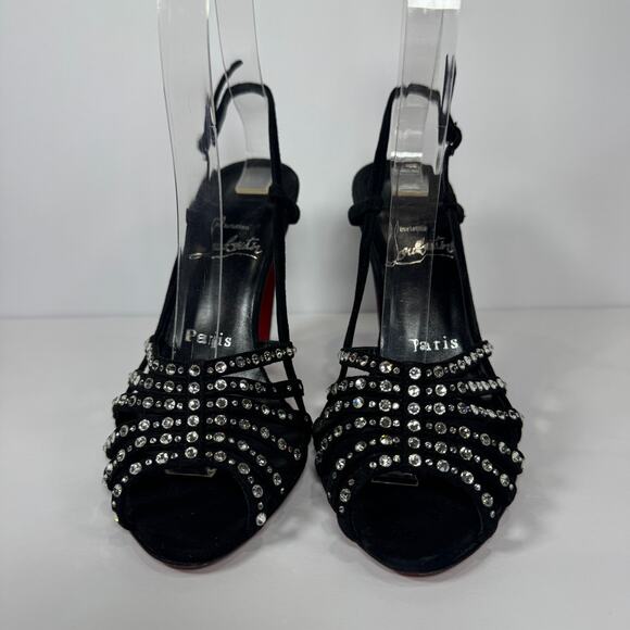Christian Louboutin Vegastrassima 100 Crystal Heel Slingbacks Size 35.5/US 5.5 - Picture 2 of 8